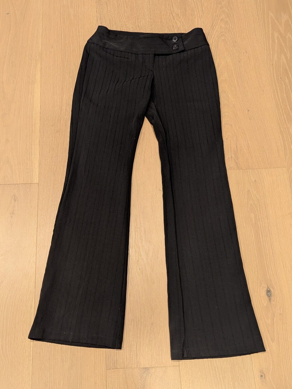 Black Y2K Low Rise Ribbed Flare Pants 5 Long